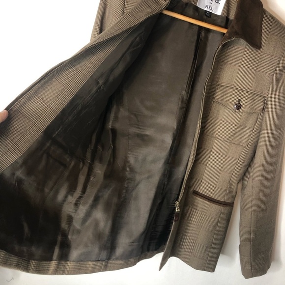 Vtg 90's Kasper For ASL Houndstooth Blazer Jacket Sz 4 Brown English Countryside - Picture 10 of 12